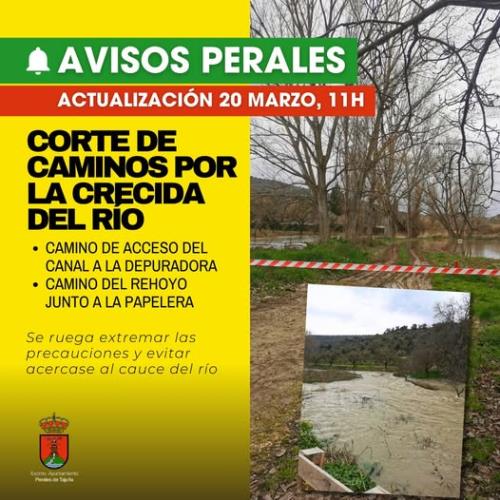 Corte de caminos por la crecida del Río Tajuña