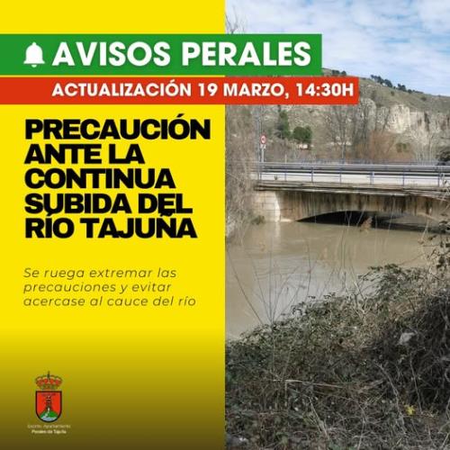 Precaución ante la continua subida del Río Tajuña